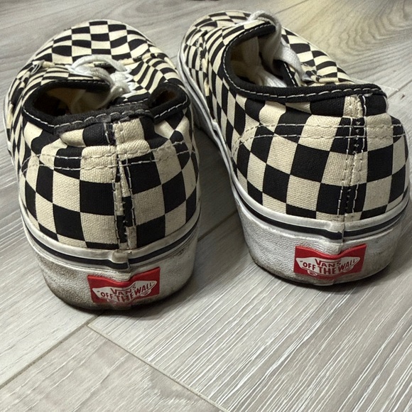 Vans Authentic Black and Cream Checkerboard Shoes - Picture 4 of 5
